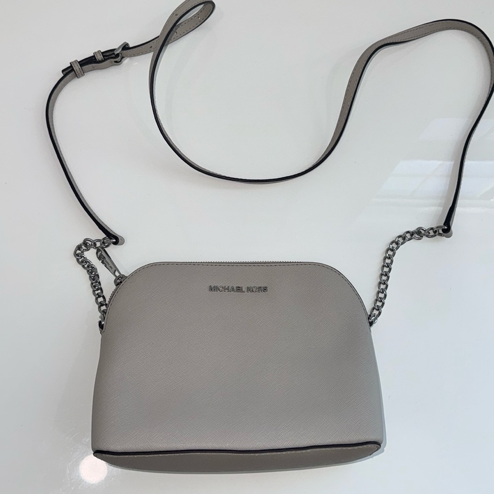 Michael Kors Cindy Heather Grey Saffiano Leather Crossbody Bag
